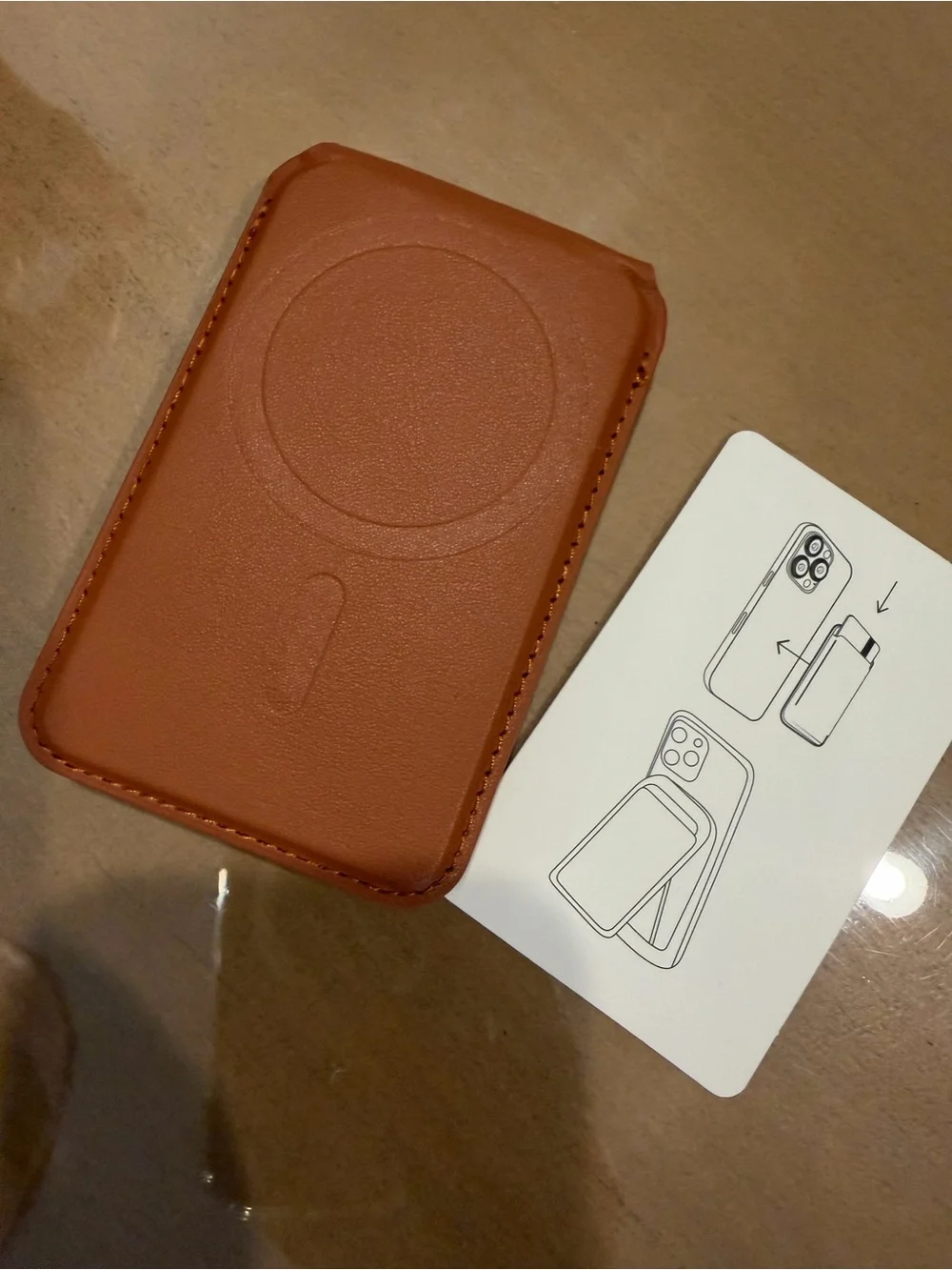 UPCYCLED CELINE tan Card Phone Wallet Magnetic